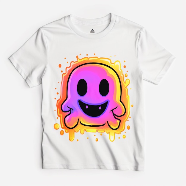 um close de uma camisa com uma carinha sorridente ai generativa