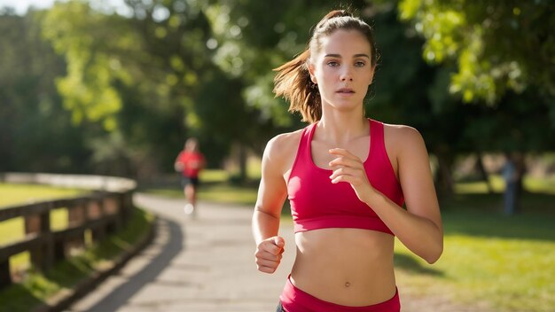 Foto um close de uma corredora de fitness acompanhando seu progresso