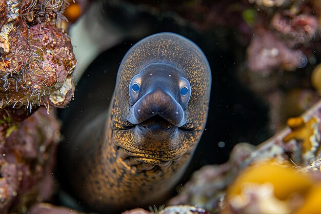 Foto um close de uma curiosa morena espreitando de uma fenda