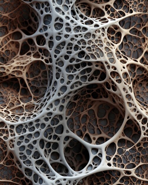 Foto um close de uma estrutura óssea com um buraco generativo ai
