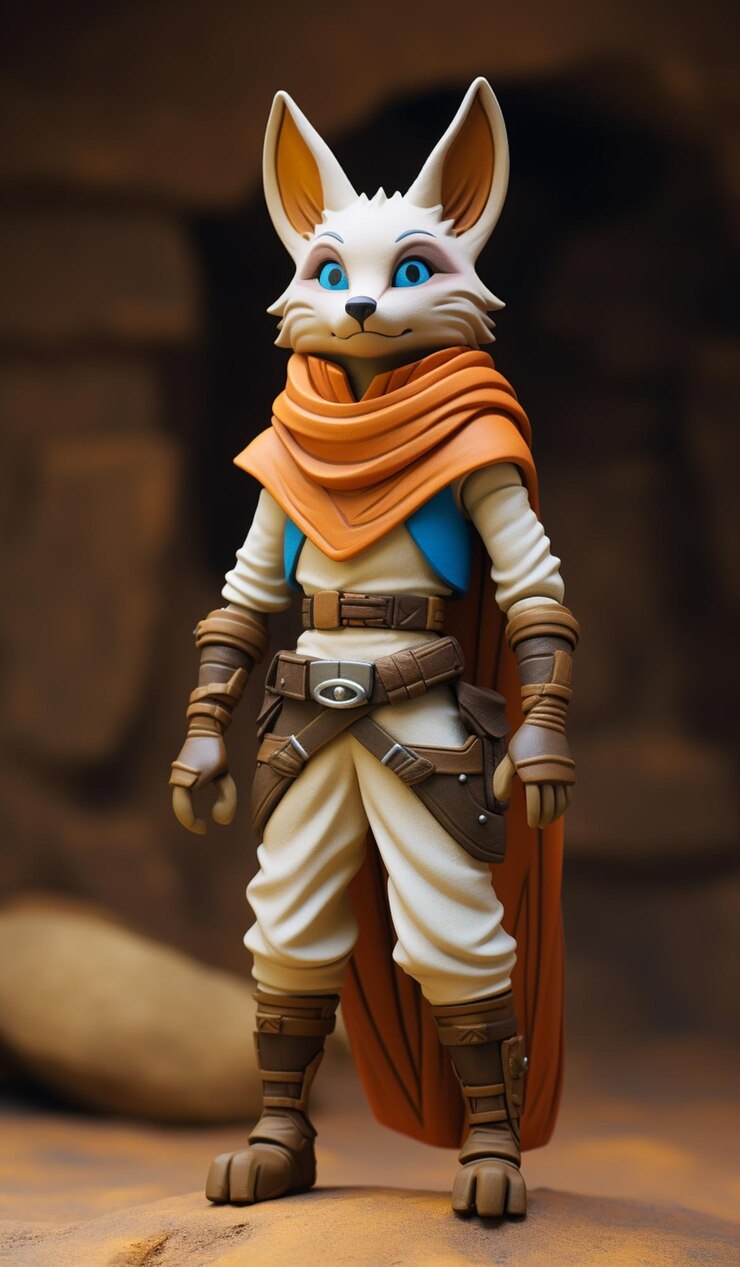 Foto um close de uma figura de brinquedo de um gato com uma capa generativa ai