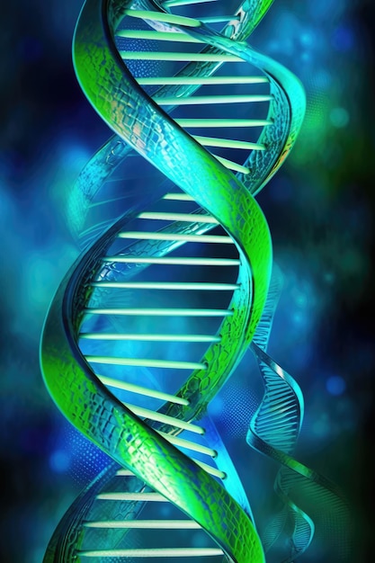 Um close de uma fita de dna torcida cria um plano de fundo visualmente impressionante ia generativa