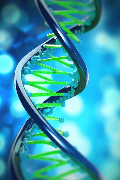 Um close de uma fita de DNA torcida cria um plano de fundo visualmente impressionante IA generativa