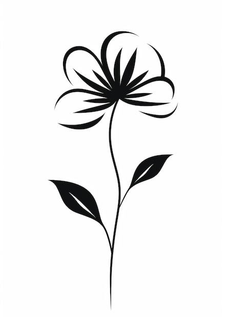 um close de uma flor com folhas em um fundo branco generativo ai