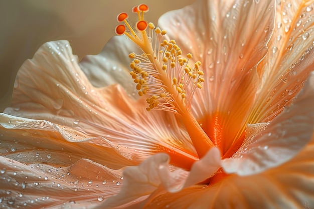 Um close de uma flor de hibisco laranja