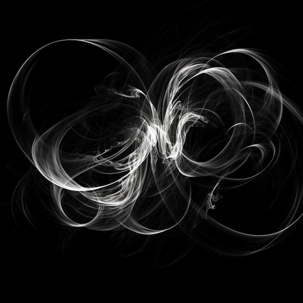 Foto um close de uma foto em preto e branco de fumaça girando em ia generativa