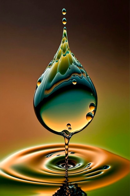 Foto um close de uma gota de água cai na água generative ai