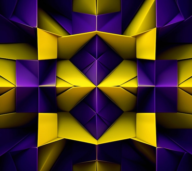 um close de uma IA generativa de design abstrato roxo e amarelo