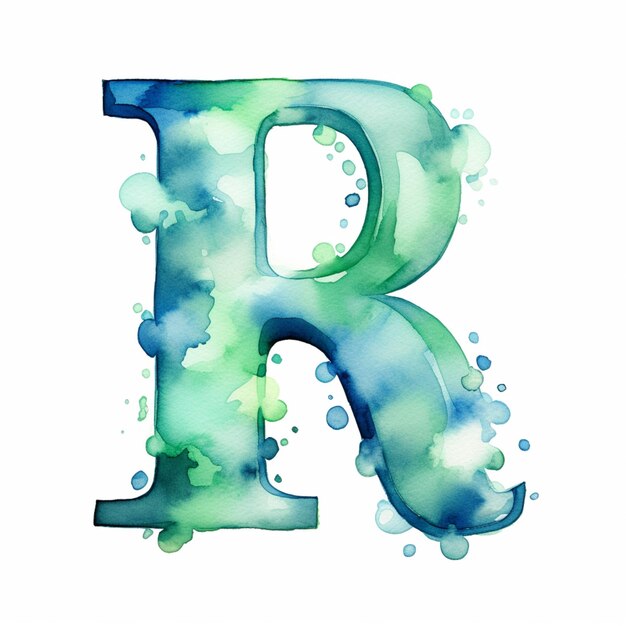 Um close de uma letra r em aquarela com bolhas generativas ai