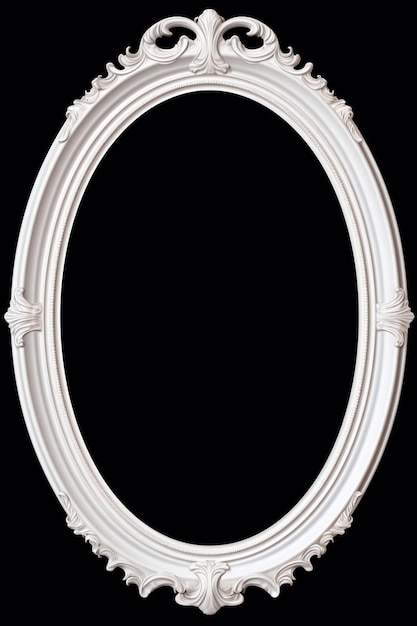 um close de uma moldura oval branca com um fundo preto generativo ai