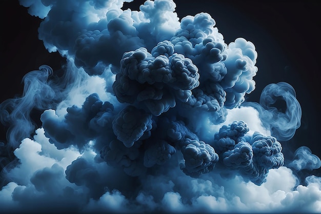 Um close de uma nuvem de fumaça azul no ar