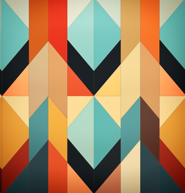 um close de uma parede colorida com um padrão chevron generativo ai