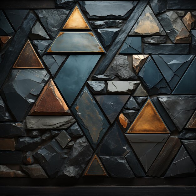 um close de uma parede com um desenho geométrico feito de triângulos generativos ai