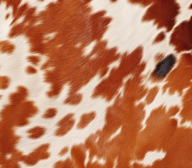 Foto um close de uma pele de vaca com manchas de ia generativa marrom e branca