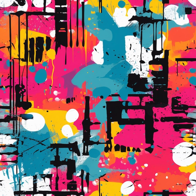 um close de uma pintura colorida com muitos respingos de tinta IA generativa