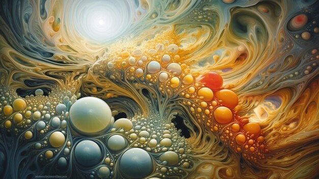 um close de uma pintura de um redemoinho de bolhas IA generativa