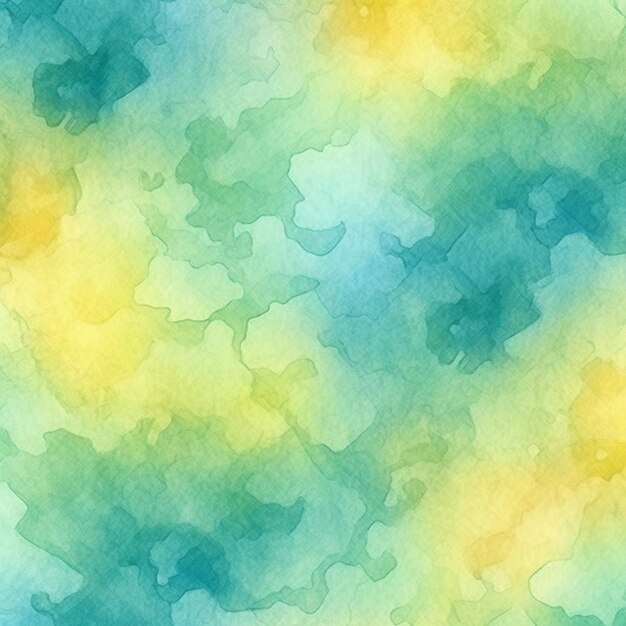 um close de uma pintura em aquarela de um fundo azul e amarelo generativo ai