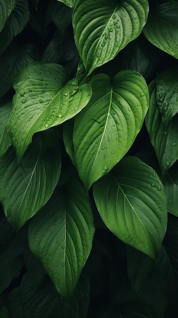 Um close de uma planta com folhas verdes