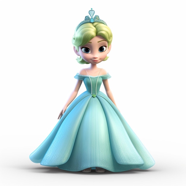 Foto um close de uma princesa de desenho animado em um vestido azul ai generativa