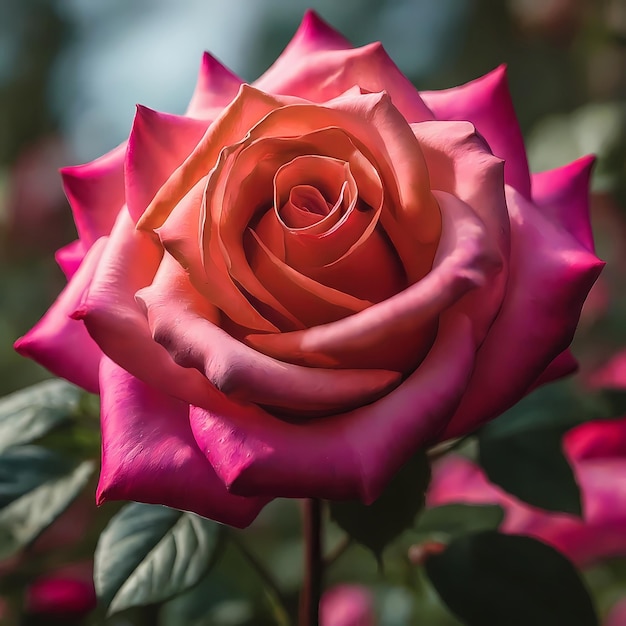 Um close de uma rosa rosa vibrante