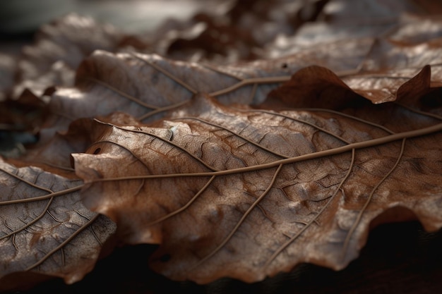 Um close de uma superfície natural, como uma folha ou uma pena, com textura e padrão interessantes