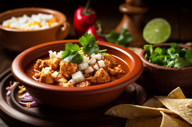 Foto um close de uma tigela de saborosa sopa de albondigas mexicanas