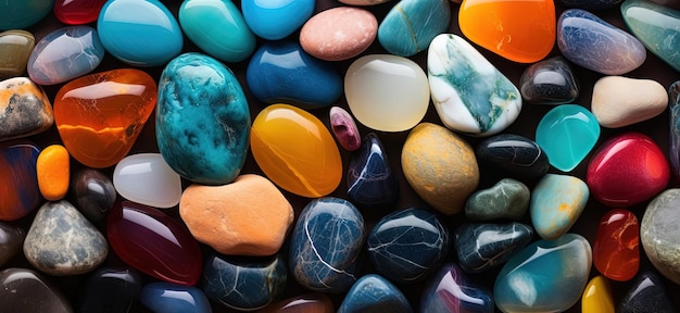 um close de várias pedras coloridas