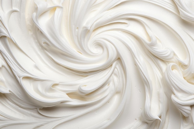Um close deliciosamente tentador de iogurte de baunilha cremoso com um fundo branco impecável