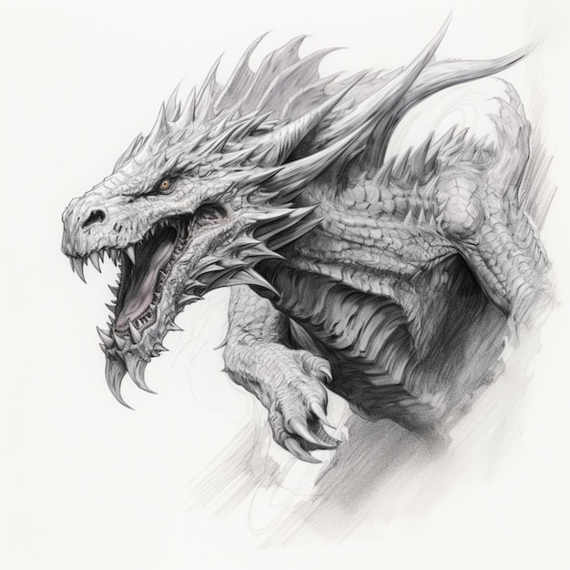 um close do desenho de um dragão com a boca aberta gerativa ai