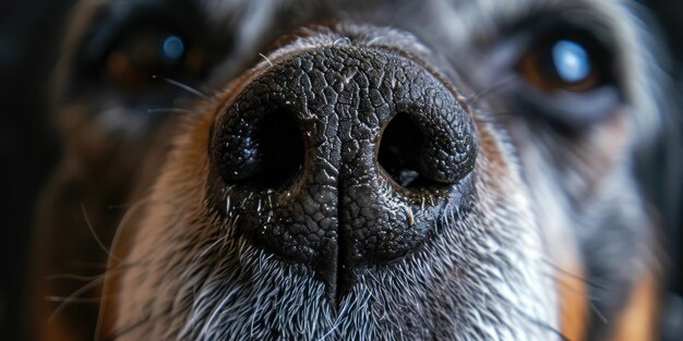 Um close do nariz de um cão