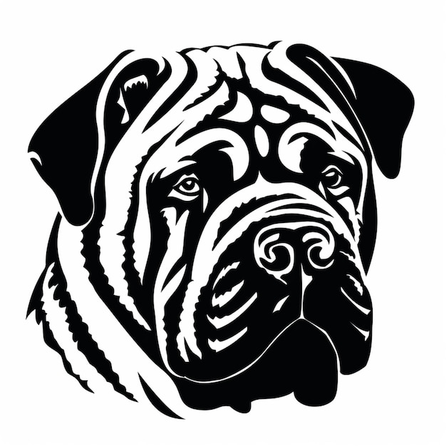 Foto um close do rosto de um cachorro com um padrão preto e branco generativo ai