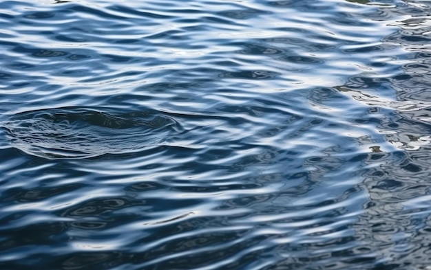 Um close-up da superfície da água de um lago com ondas