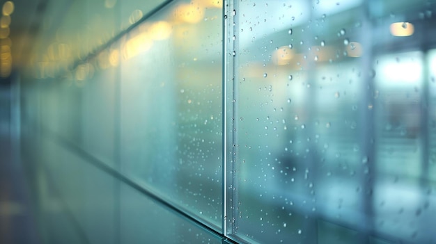 Um close-up da superfície dos painéis de vidro mostrando as linhas fracas e marcas que indicam onde