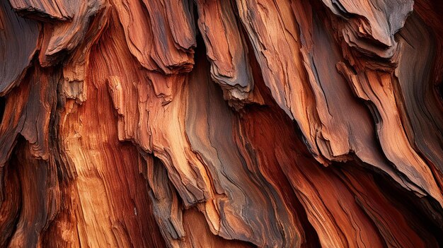 Um close-up da textura da casca de uma sequoia que simboliza a força