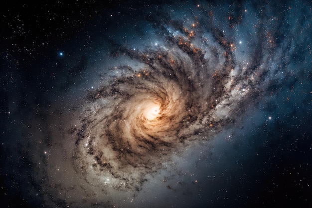 Um close-up da Via Láctea no universo com estrelas e poeira espacial
