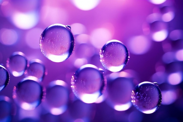 Um close-up de bolhas em um fundo roxo