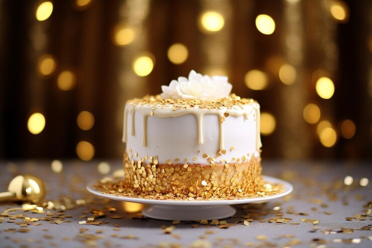Foto um close-up de bolo de baunilha coberto com creme de coco e flocos de coco assados