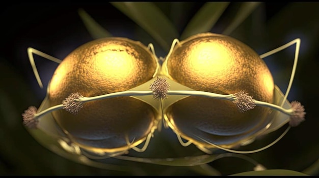 Um close-up de dois ovos amarelos com a palavra 'o' neles