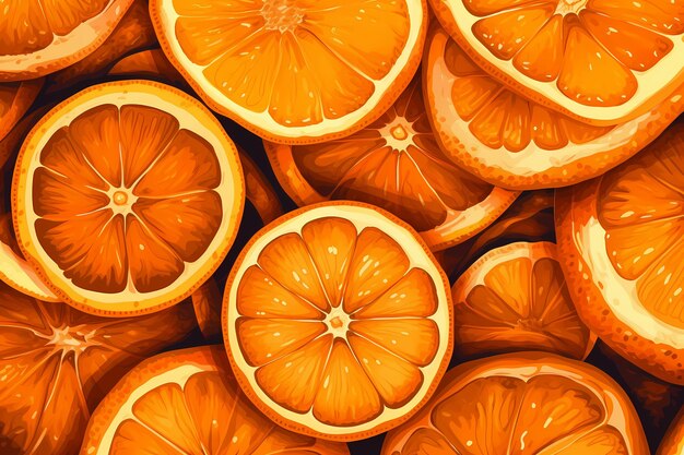 Um close-up de fatias de laranja em uma superfície castanha escura IA geradora