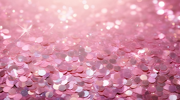 Um close-up de glitter rosa com glitter prata.