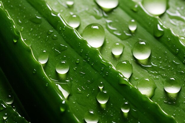 um close-up de gotas de água em uma folha