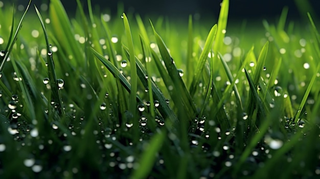Um close-up de grama com gotas de água sobre ela Generative Ai Generative