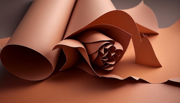 Um close-up de papel pardo com uma flor no meio