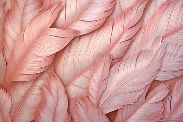 Um close-up de penas que são rosa e brancas.