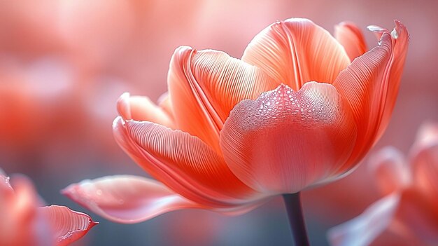 Um close-up de pétalas de tulipa capturando a precisão e elegância da flor AI gerar ilustração