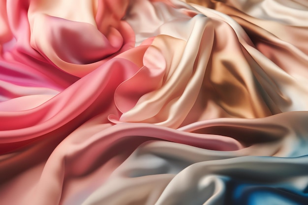 Um close-up de tecido rosa e azul
