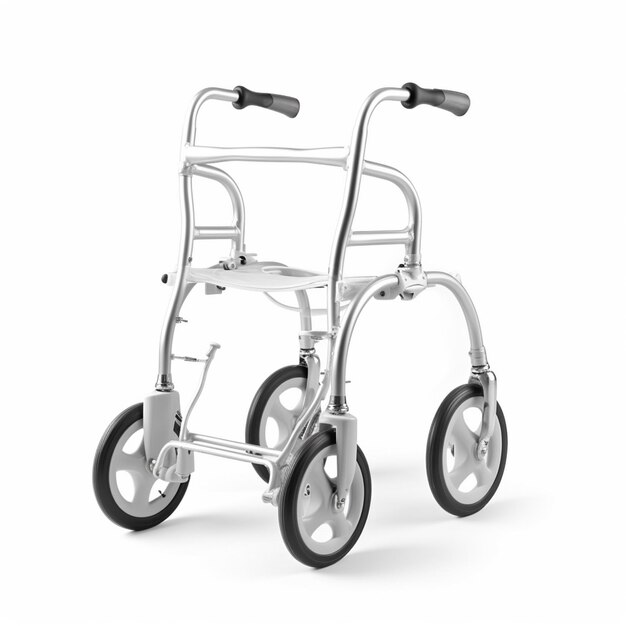 Foto um close-up de um andador com rodas em um fundo branco generativo ai