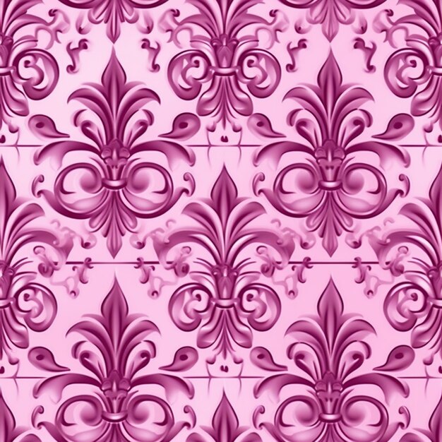 um close-up de um azulejos rosa com um padrão de fleurons generativo ai