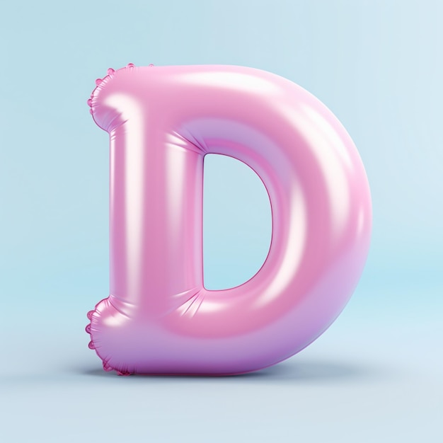 um close-up de um balão rosa em forma de letra d generativo ai