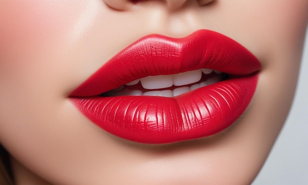 um close-up de um batom vermelho de mulher